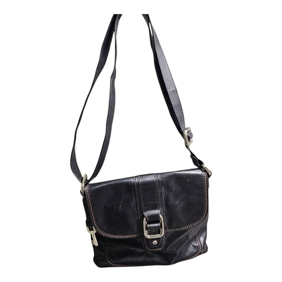 Women's Vintage Fossil Leather Crossbody Bag Black - Picture 8 of 16